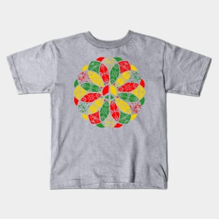 Ornamental Peace Mandala - Rasta Colours Kids T-Shirt